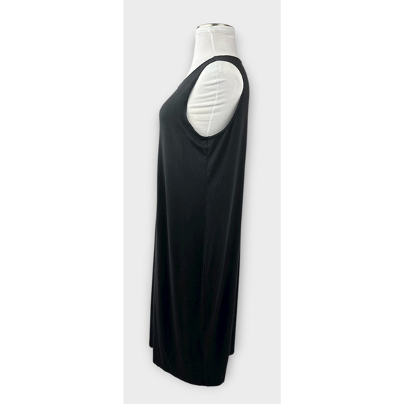 Eileen Fisher Stretch Jersey Knit Round Neck Dress Maxi Sleeveless Black Size XL - Picture 11 of 16